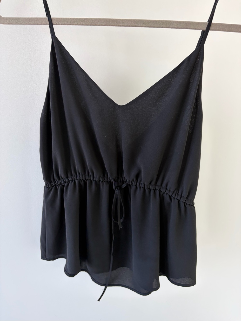 Babaton Black V-Neck Spaghetti Strap Peplum Camisole
